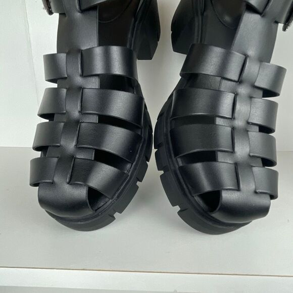 Madden NYC Fisherman Lug Sole Platform Sandals 9.5 Black - Picture 4 of 9